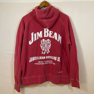 Men’s/Unisex Jim Beam Distilling Co, Frankfort KY Red NWOT Zip Hoodie Size Small